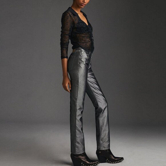 rag & bone Pants - Rag & Bone Piper Low-Rise Straight Shine Pants